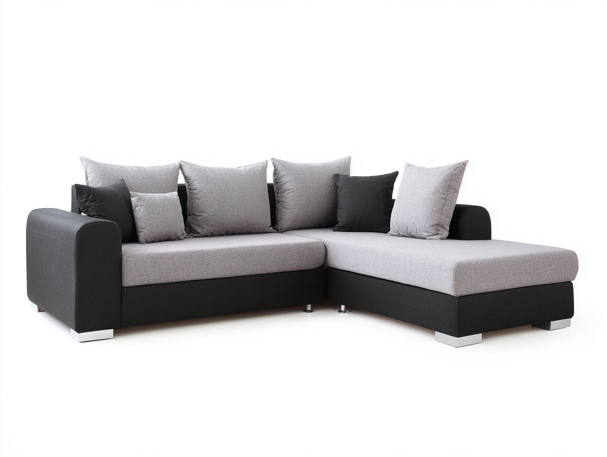 Divano angolare - Tessuto - 268x190x84 cm - Grigio chiaro-Antracite - Moderno