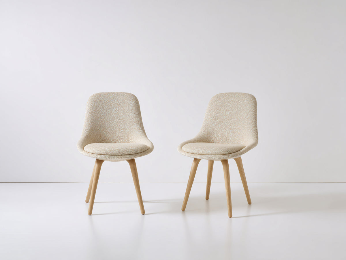 Sedia da pranzo - Tessuto-Legno - 50x55x86 cm - Avorio-Marrone naturale - Scandinavo