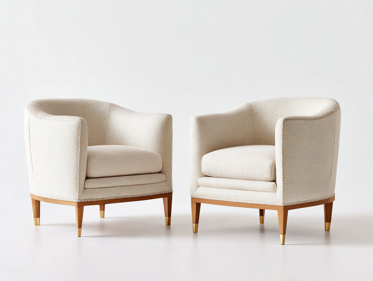 Sedia da pranzo - Tessuto-Legno - 70x68x80 cm - Avorio-Marrone noce - Elegante