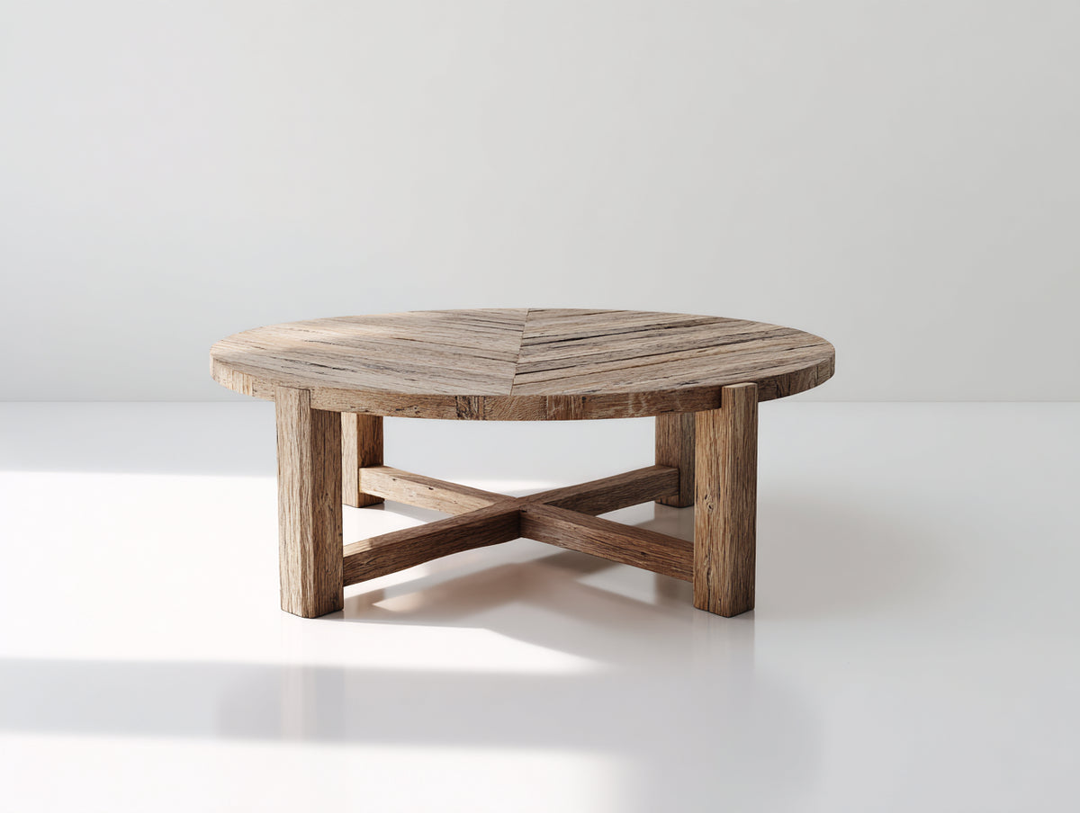 Tavolo da giardino - Legno massello - 160x160x55 cm - Teak naturale - Stile rustico