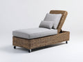 Lettino prendisole - Rattan-Tessuto - 198x72x94 cm - Grigio chiaro-Marrone - Stile moderno