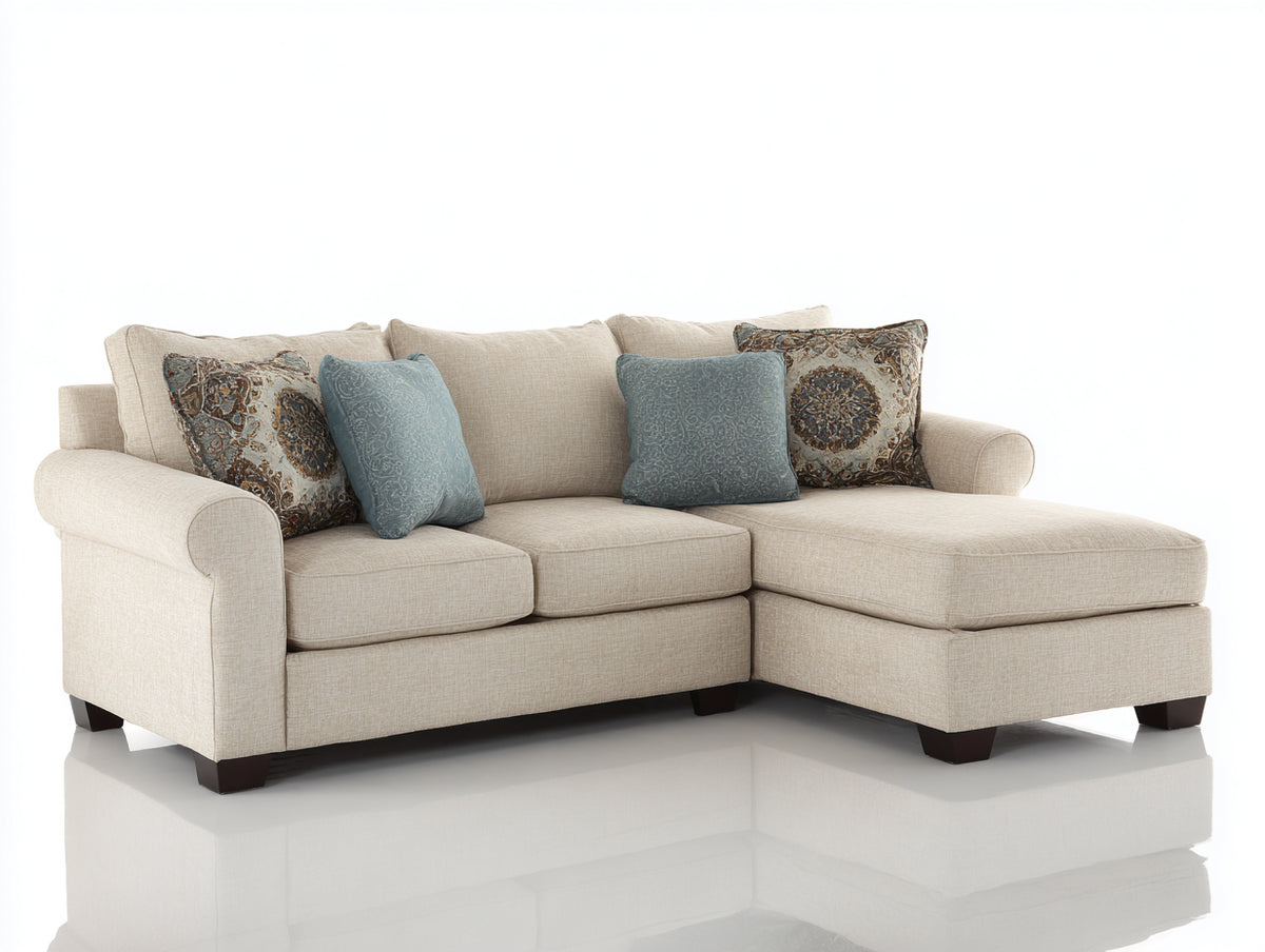 Divano angolare - Tessuto - 282x185x90 cm - Crema-Marrone scuro - Tradizionale moderno