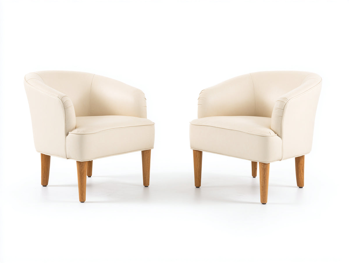Sedia da pranzo - Pelle sintetica-Legno - 66x64x79 cm - Crema-Marrone naturale - Moderno