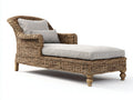 Lettino prendisole - Rattan-Tessuto - 203x82x93 cm - Grigio chiaro-Marrone naturale - Stile tradizionale