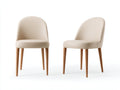 Sedia da pranzo - Pelle sintetica-Legno - 53x57x87 cm - Beige chiaro-Marrone naturale - Contemporaneo