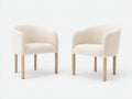 Sedia da pranzo - Tessuto bouclé-Legno - 61x59x80 cm - Avorio-Marrone chiaro - Moderno