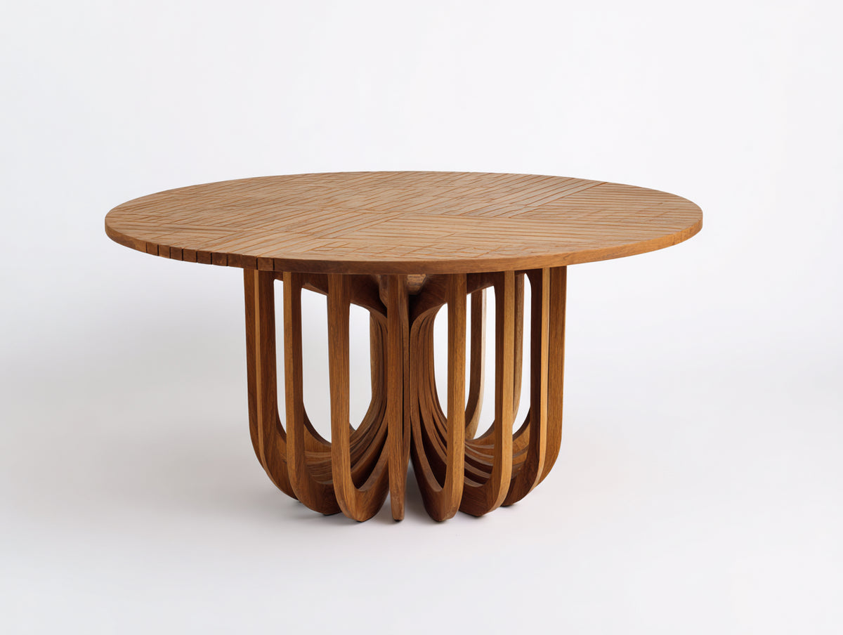 Tavolo da giardino - Legno massello - 150x150x75 cm - Teak naturale - Stile contemporaneo