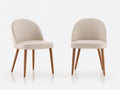 Sedia da pranzo - Pelle sintetica-Legno - 54x58x84 cm - Crema-Marrone noce - Moderno