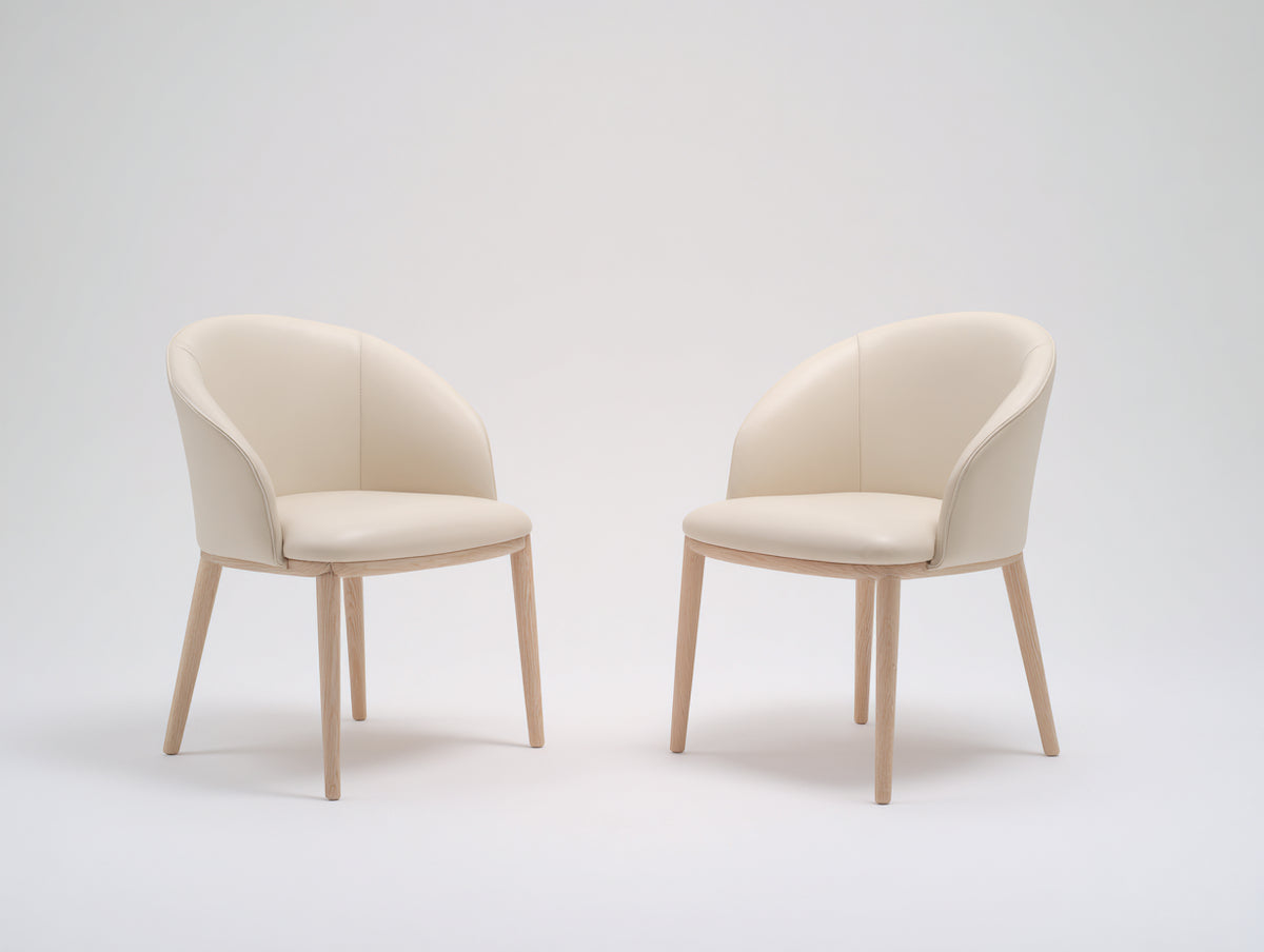 Sedia da pranzo - Pelle sintetica-Legno - 59x57x81 cm - Crema-Marrone chiaro - Moderno